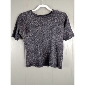 Everlane Sweater Womens Small Gray Lightweight Cotton Wool Short Sleeve Crop Top